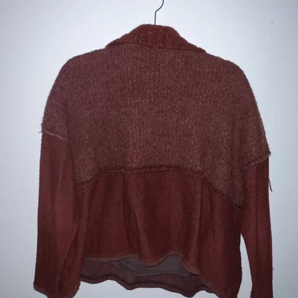 Free People Boho Oversized Pullover in Textured Red Knit - Picture 5 of 6
